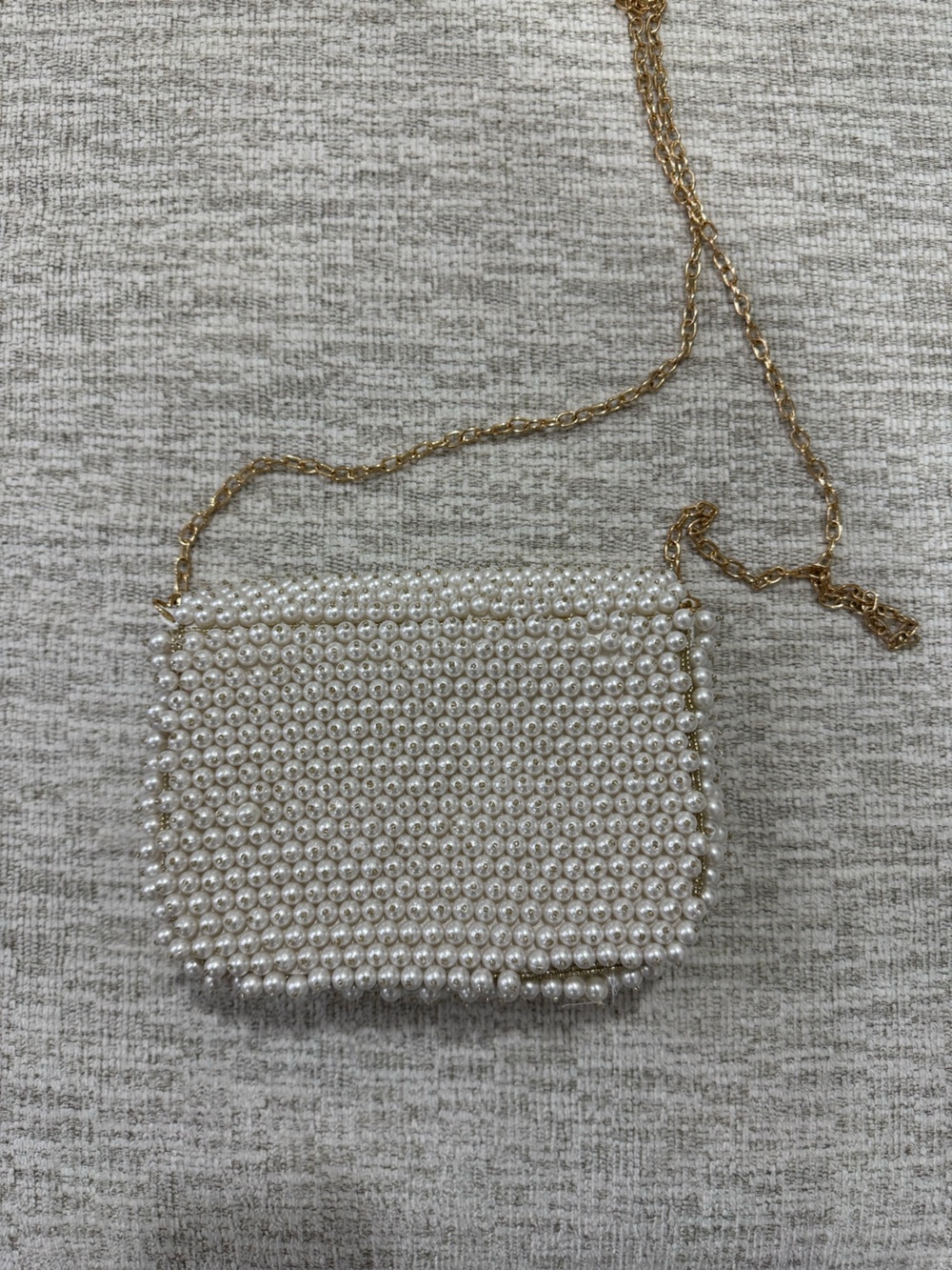 ANTONIO MELANI Pearl-Embellished Clutch with Gold Chain